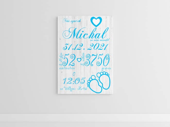 Pamatna tabulka chlapca k narodeniu-Pamatna tabula-Tabulka pre novorodenca-Tabulka pre chlapca s mierami-Onlinefotka