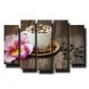 5 dielny obraz na stenu šálka kávy s orchideou