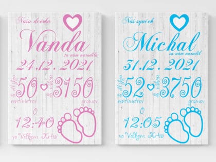 Pamatna tabulka pre novorodenca na platne-Tabulka pre novorodenca na platne-Tabulka s mierami pri narodeni-Onlinefotka (1)