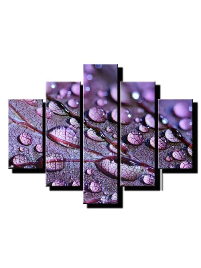päť dielny obraz na stenu-viac dielny obraz-onlinefotka.sk kvapky na liste