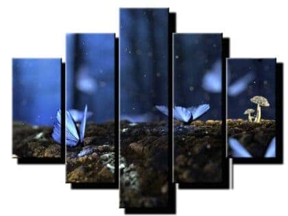 päť dielny obraz na stenu motyle a hrib-viacdielne obrazy-onlinefotka.sk