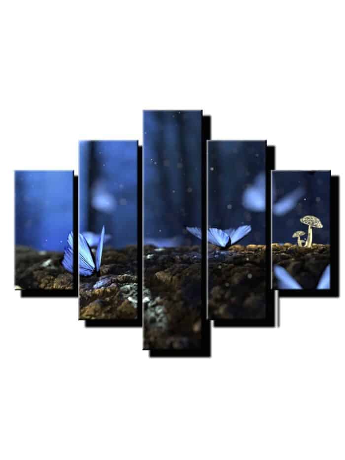 päť dielny obraz na stenu motyle a hrib-viacdielne obrazy-onlinefotka.sk