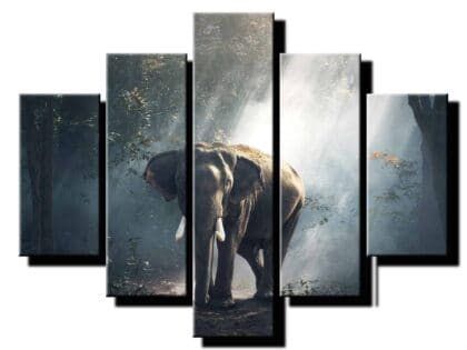 päť dielny obraz na stenu slon v lese-viacdielne obrazy-onlinefotka.sk