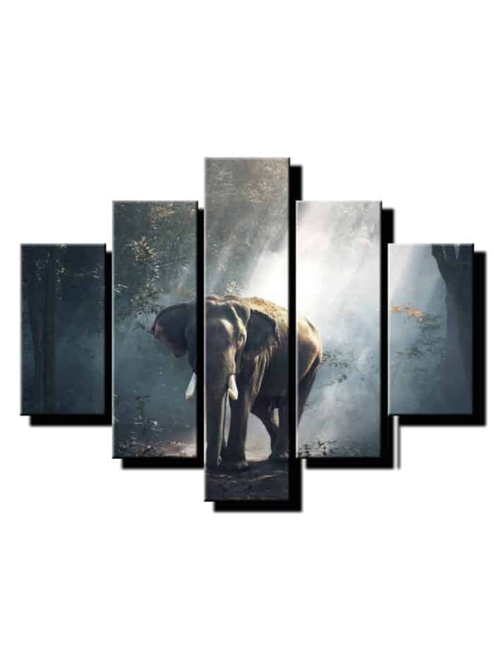 päť dielny obraz na stenu slon v lese-viacdielne obrazy-onlinefotka.sk