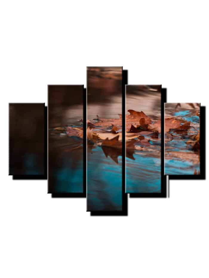 5 delny obraz na stenu listy na vode-viac dielny obraz-onlinefotka
