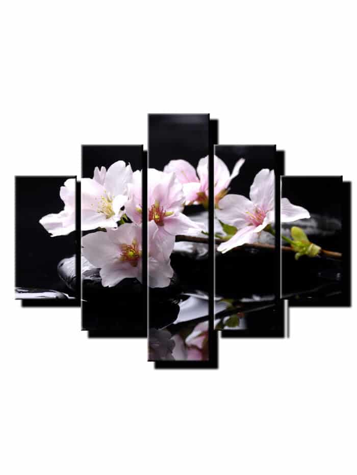 5 dielny obraz na stenu ceresnove listky na kamenoch feng shiu-Viac dielne obrazy-Onlinefotka