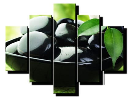 5 dielny obraz na stenu feng shui cierne kamene s listkom-Viac dielne obrazy-Onlinefotka