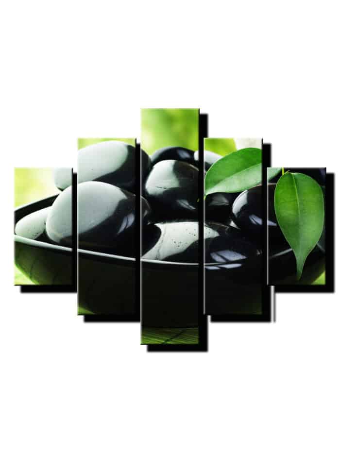 5 dielny obraz na stenu feng shui cierne kamene s listkom-Viac dielne obrazy-Onlinefotka