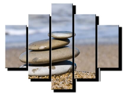 5 dielny obraz na stenu feng shui kamene na plazi-Viac dielne obrazy-Onlinefotka