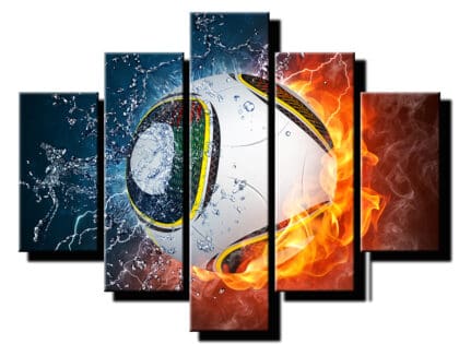 5 dielny obraz na stenu futbalova lopta-viac dielny obraz-onlinefotka