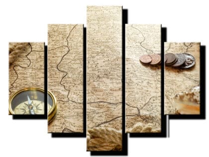 5 dielny obraz na stenu mapa s kompasom feng shui-viac dielny obraz-onlinefotka
