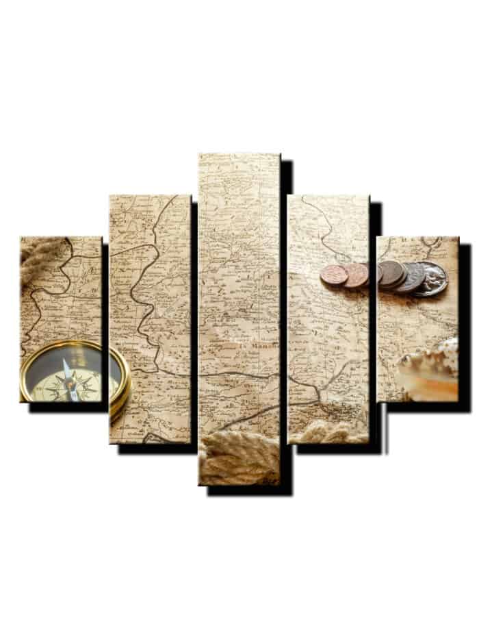 5 dielny obraz na stenu mapa s kompasom feng shui-viac dielny obraz-onlinefotka