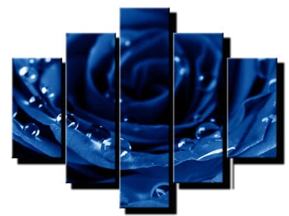 5 dielny obraz na stenu modra ruza s kvapkami-viac dielny obraz-onlinefotka
