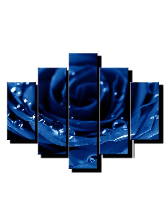 5 dielny obraz na stenu modra ruza s kvapkami-viac dielny obraz-onlinefotka