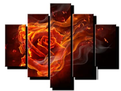 5 dielny obraz na stenu ohniva ruza-viac dielny obraz-onlinefotka