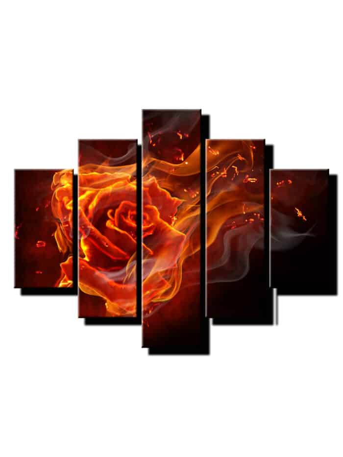 5 dielny obraz na stenu ohniva ruza-viac dielny obraz-onlinefotka