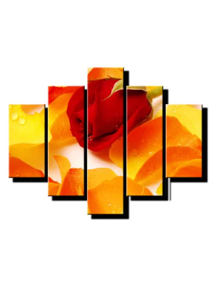 5 dielny obraz na stenu ruza s lupenmi-viac dielny obraz-onlinefotka