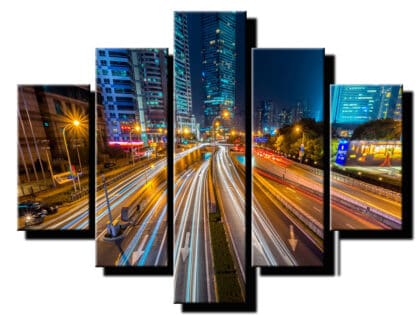 5 diely obraz na stenu nocne mesto-viac dielny obraz-onlinefotka