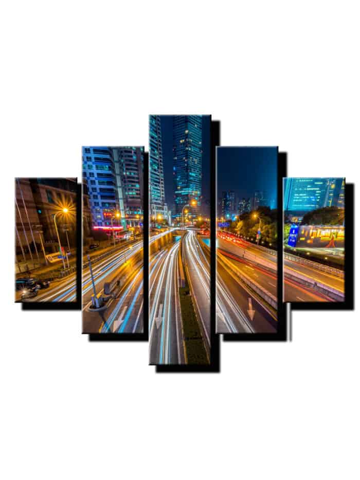 5 diely obraz na stenu nocne mesto-viac dielny obraz-onlinefotka