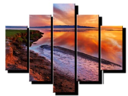 5 deilny obraz oranzova obloha-Viac dielny obraz-moderne obrazy na stenu