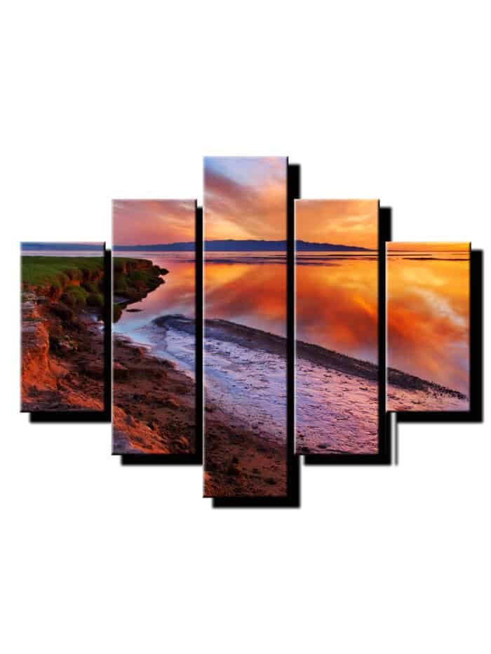 5 deilny obraz oranzova obloha-Viac dielny obraz-moderne obrazy na stenu