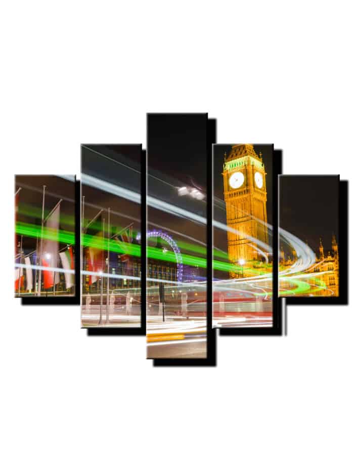 5 dielny obraz big ben so svetalmi2-Viac dielny obraz-moderne obrazy na stenu