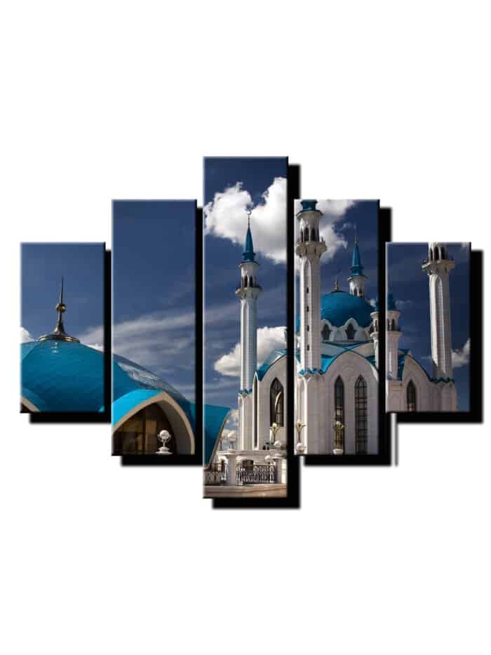 5 dielny obraz budova s vezikami modra-Viac dielny obraz-moderne obrazy na stenu