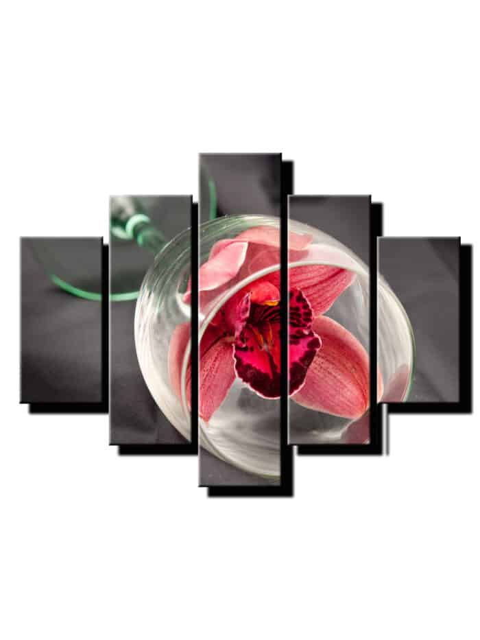 5 dielny obraz cervena orchidea v pohari-Viac dielny obraz-moderne obrazy na stenu