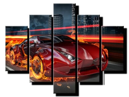 5 dielny obraz cervene auto abstrakt-Viac dielny obraz-moderne obrazy na stenu