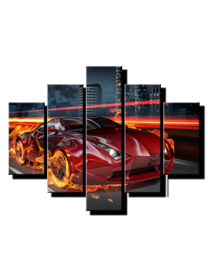 5 dielny obraz cervene auto abstrakt-Viac dielny obraz-moderne obrazy na stenu