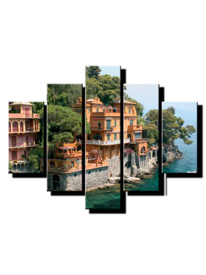 5 dielny obraz dom na mori-Viac dielny obraz-moderne obrazy na stenu