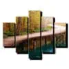 5 dielny obraz drevena cesticka k vodopadu-Viac dielny obraz-moderne obrazy na stenu