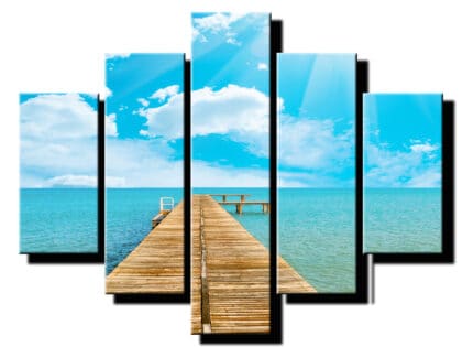 5 dielny obraz drevene molo na oceane-Viac dielny obraz-moderne obrazy na stenu