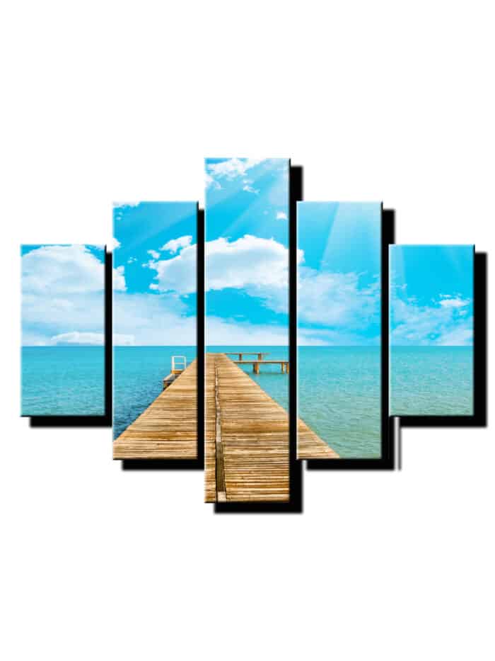 5 dielny obraz drevene molo na oceane-Viac dielny obraz-moderne obrazy na stenu