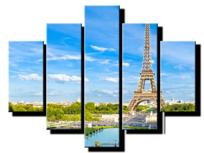 5 dielny obraz eifelova veza a panorama-Viac dielny obraz-Moderne obrazy na stenu-Obraz na stenu
