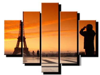 5 dielny obraz eifelova veza podvecer-Viac dielny obraz-Moderne obrazy na stenu-Obraz na stenu
