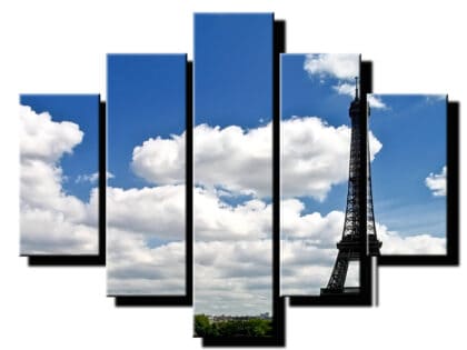 5 dielny obraz eifelova veza s oblakmi-Viac dielny obraz-Moderne obrazy na stenu-Obraz na stenu