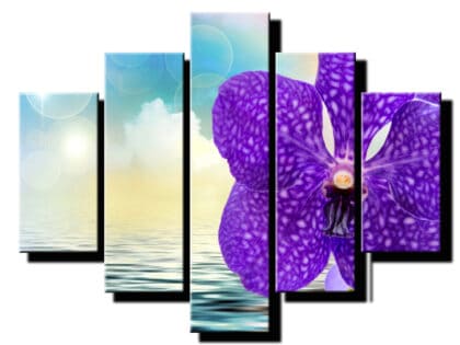5 dielny obraz fialova orchidea na vode-Viac dielny obraz-Moderne obrazy na stenu-Obraz na stenu
