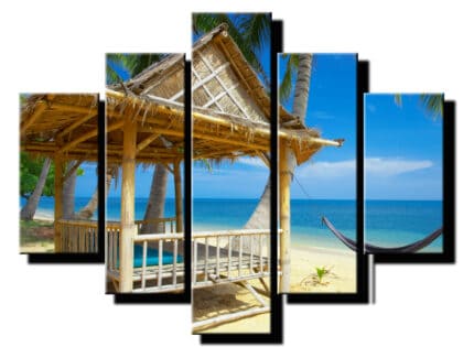 5 dielny obraz hojdacia sieť pri mori-Viac dielny obraz-moderne obrazy na stenu