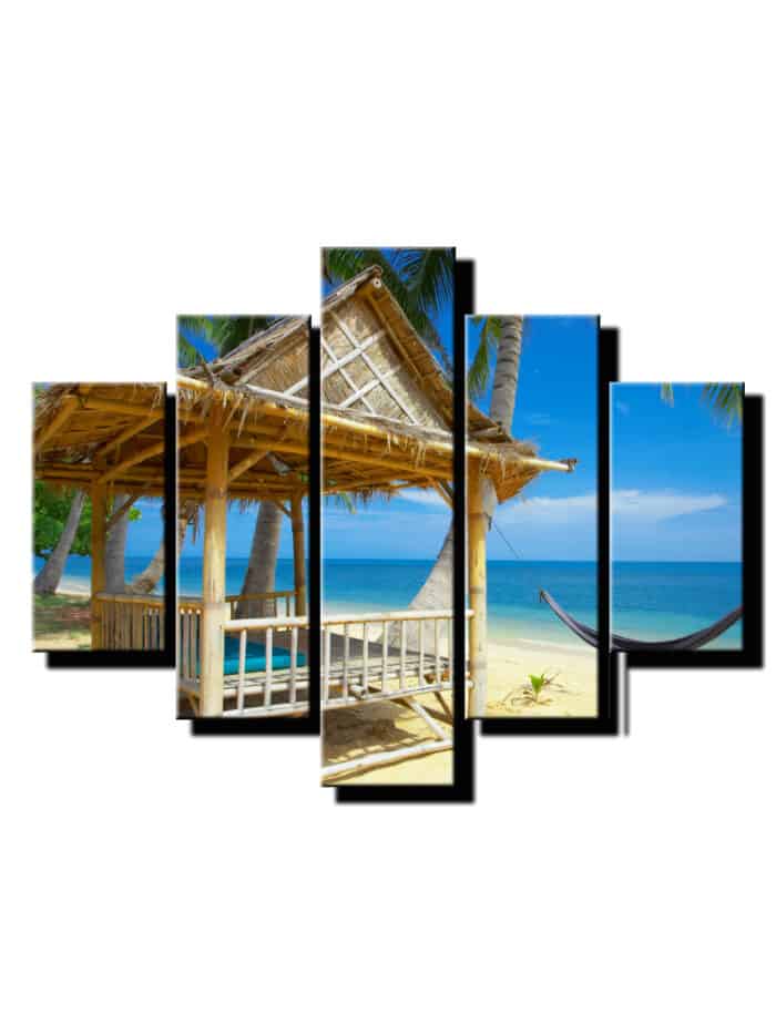 5 dielny obraz hojdacia sieť pri mori-Viac dielny obraz-moderne obrazy na stenu