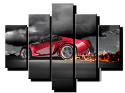 5 dielny obraz horiace koleso abstrakt-Viac dielny obraz-moderne obrazy na stenu
