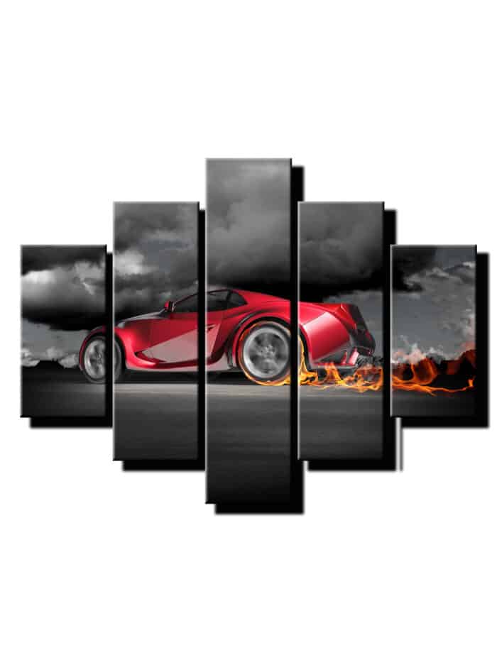 5 dielny obraz horiace koleso abstrakt-Viac dielny obraz-moderne obrazy na stenu