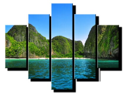5 dielny obraz horské utesy na pláži-Viac dielny obraz-moderne obrazy na stenu