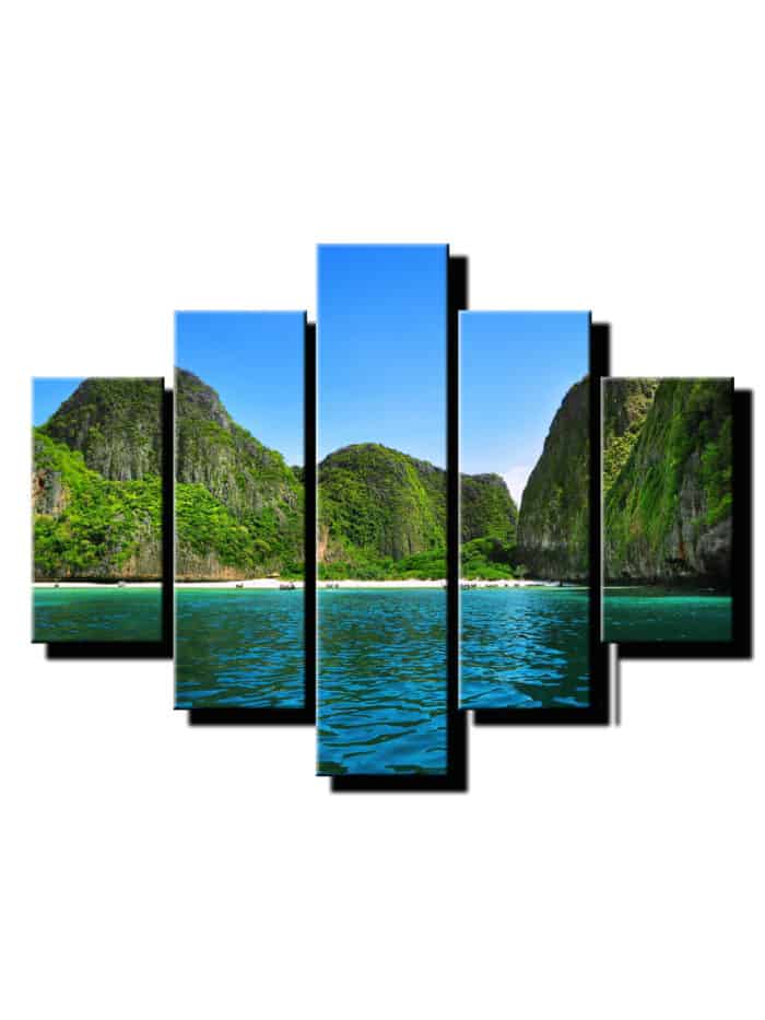 5 dielny obraz horské utesy na pláži-Viac dielny obraz-moderne obrazy na stenu