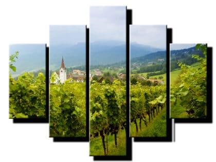 5 dielny obraz inohrad pri kostole-Viac dielny obraz-moderne obrazy na stenu