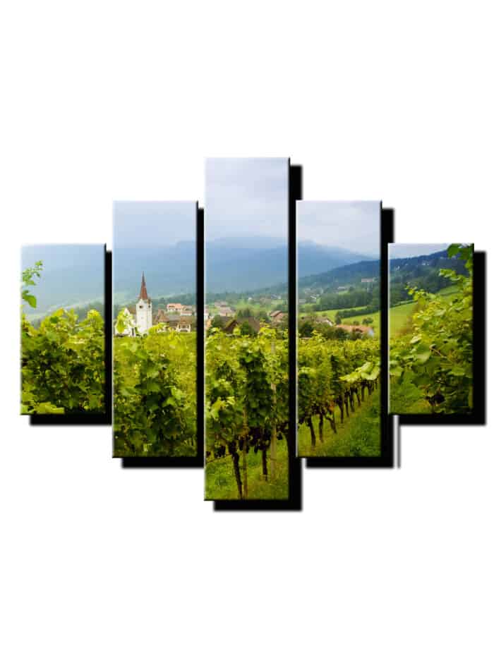 5 dielny obraz inohrad pri kostole-Viac dielny obraz-moderne obrazy na stenu