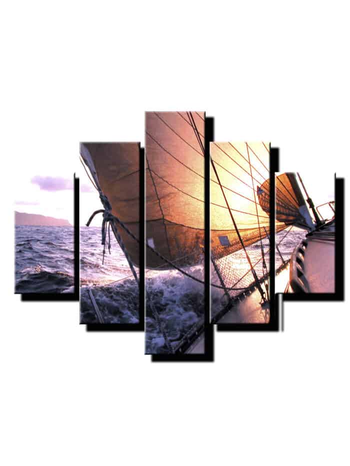 5 dielny obraz jachta na mori-Viac dielny obraz-moderne obrazy na stenu