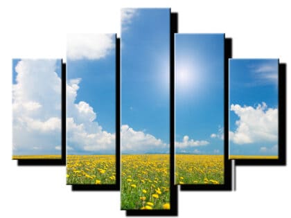 5 dielny obraz jasná obloha nad púpavami-Viac dielny obraz-moderne obrazy na stenu