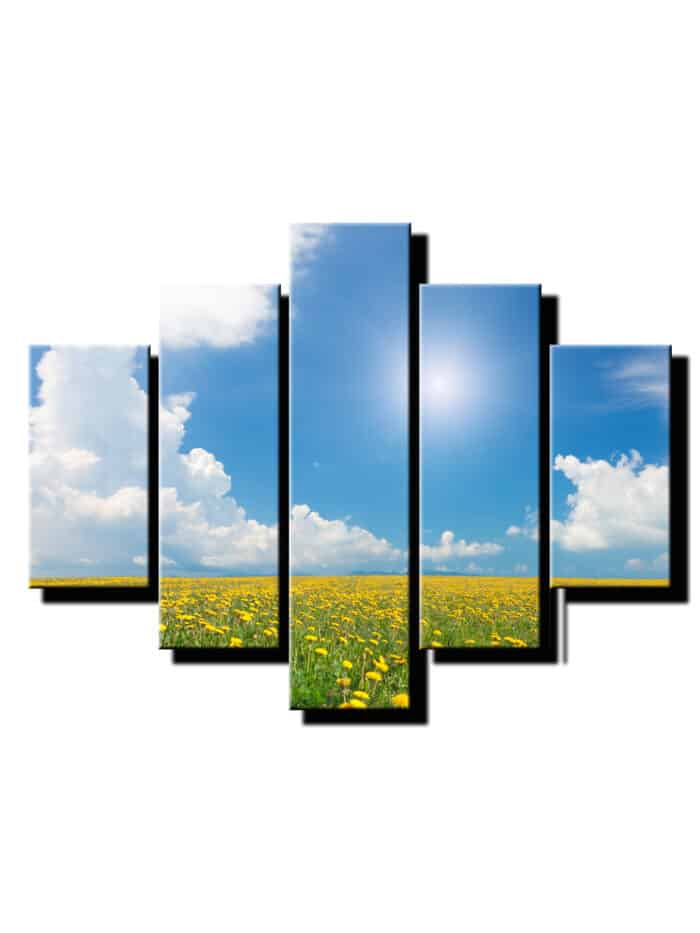 5 dielny obraz jasná obloha nad púpavami-Viac dielny obraz-moderne obrazy na stenu