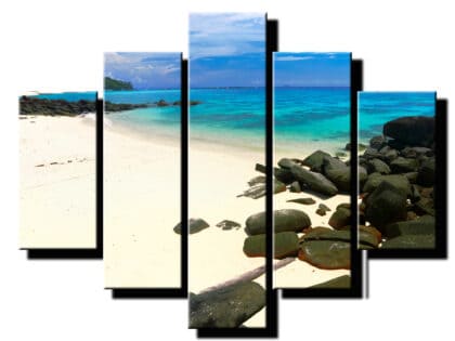 5 dielny obraz kamene na piesočnej pláži-Viac dielny obraz-moderne obrazy na stenu
